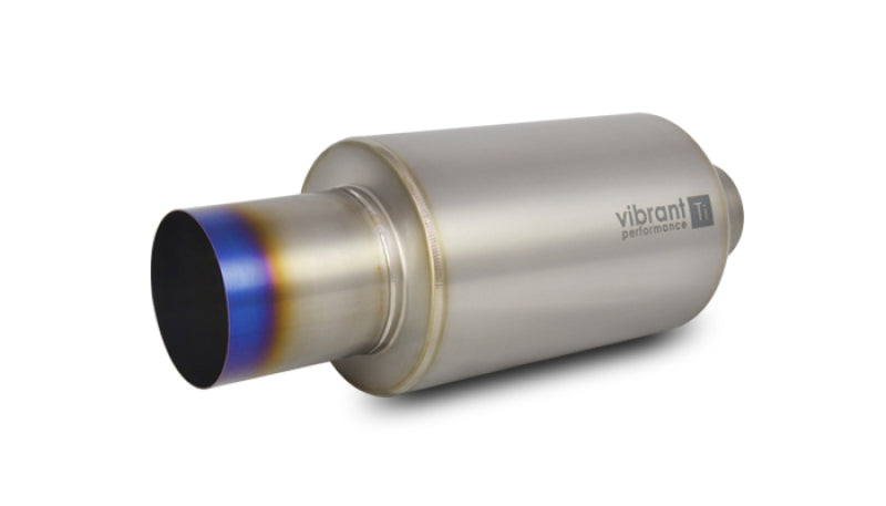 Vibrant 17562 Titanium Muffler w/Straight Cut Burnt Tip 3in. Inlet / 3in. Outlet