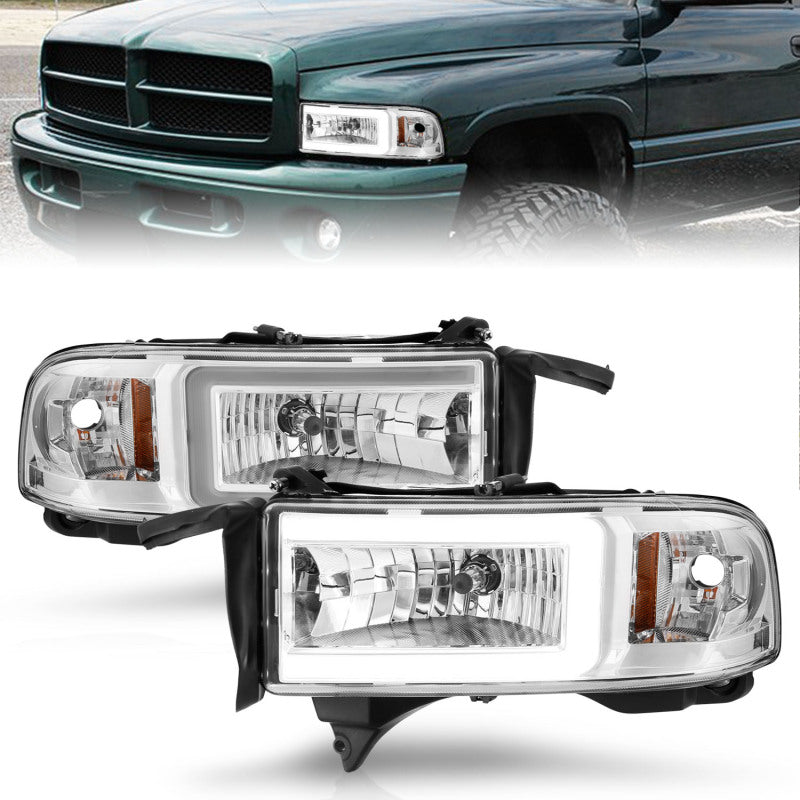 ANZO 111555 94-02 Dodge RAM Crystal Headlight - w/ Light Bar Chrome Housing