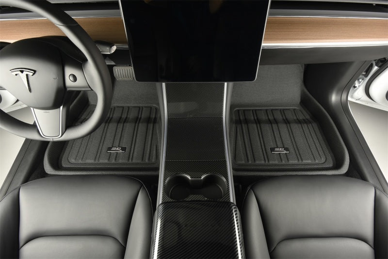 3D MAXpider E1TL00501809 3D Maxpider 17-21 Tesla Model X Folding 7-Seat Elitect 1st 2nd 3rd Row - Floor Mat Set (Black)