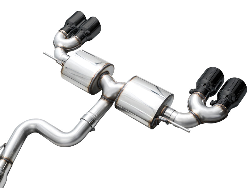 AWE Tuning 3015-43658 AWE MK8 Volkswagen Golf R 3in Touring Edition Quad Exhaust - Diamond Black Tips