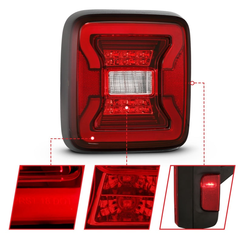 ANZO 311295 18-19 Jeep Wrangler JL LED Taillights Black