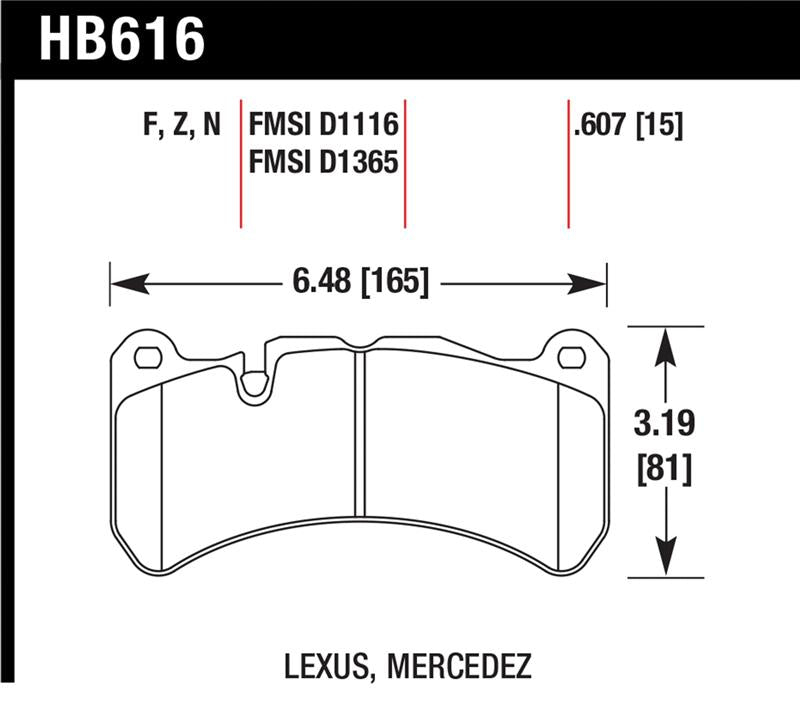 Hawk Performance HB616F.607 Hawk 08-09 Lexus IS-F HPS Street Front Brake Pads