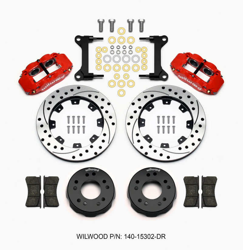 Wilwood 140-15302-DR Narrow Superlite 6R Front Kit 12.19in Drilled Red 63-87 C10 w/ Pro Spindles