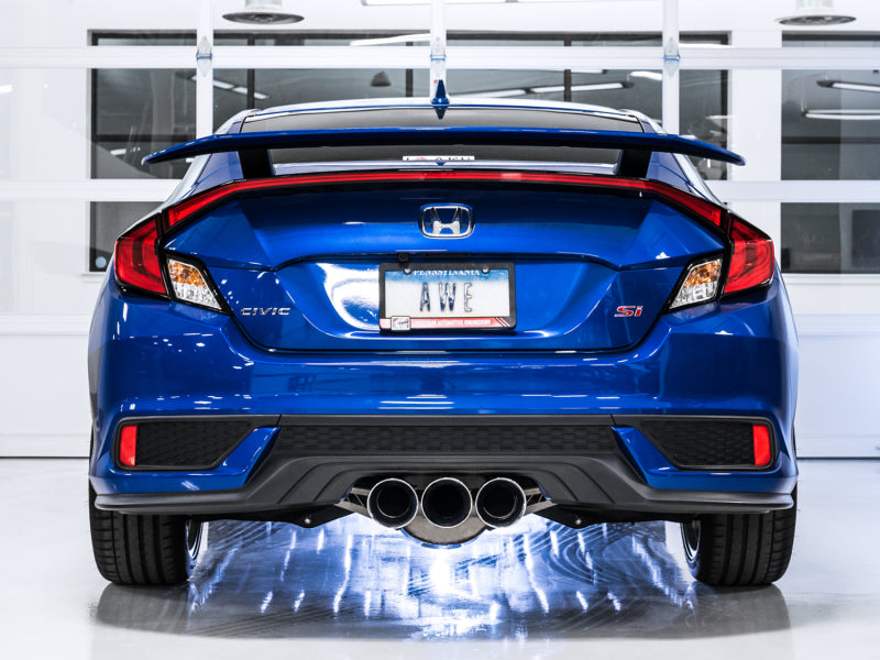 AWE Tuning 3810-52018 17-20 Honda Civic Si 1.5L Turbo Dual-to-Triple Tip Conversion Kit - Chrome Silver Tip