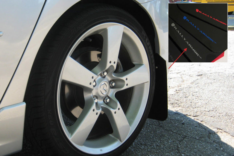 Rally Armor MF9-UR-BLK/SIL 04-09 Mazda3/Speed3 Black UR Mud Flap w/ Silver Logo