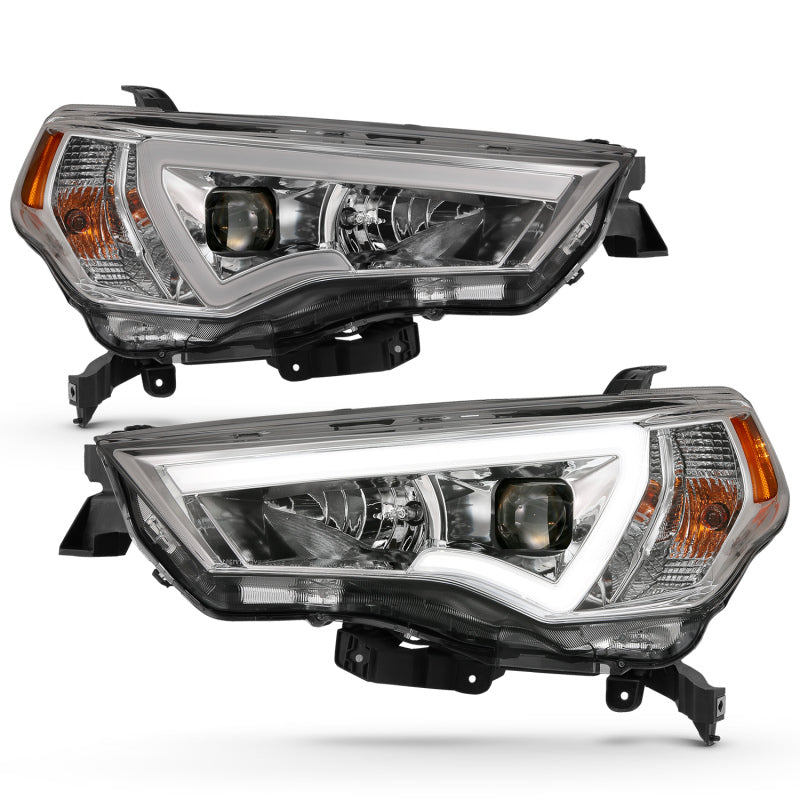 ANZO 111417 14-18 Toyota 4 Runner Plank Style Projector Headlights Chrome w/ Amber