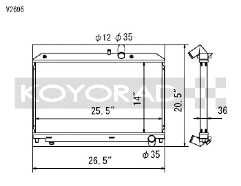 Koyo V2695 04-08 Mazda RX-8 1.3L (MT) Radiator