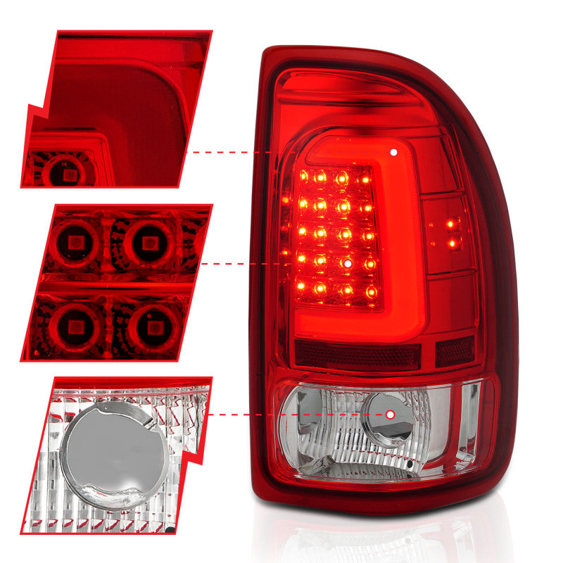 ANZO 311349 1997-2004 Dodge Dakota LED Taillights Chrome Housing Red Lens Pair