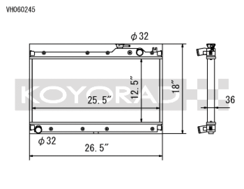 Koyo VH060245 89-97 Mazda MX-5 Miata 1.6/1.8L (MT) Radiator