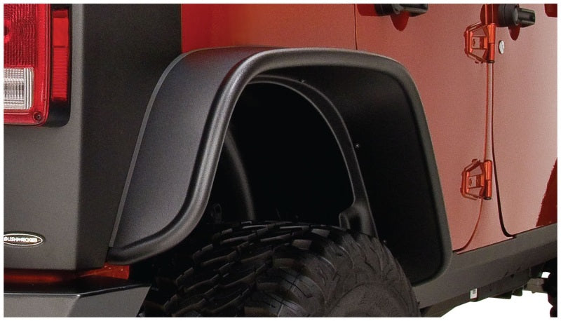Bushwacker 10050-07 07-18 Jeep Wrangler Unlimited Flat Style Flares 2pc 4-Door Sport Utility Only - Black