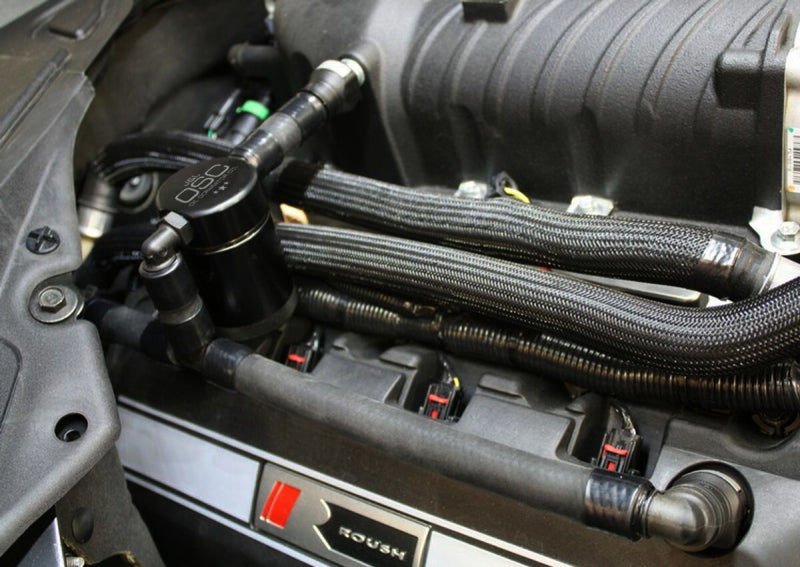 J&L 3020P-B 11-17 Ford Mustang GT (w/Roush/VMP S/C) Passenger Side Oil Separator 3.0 - Black Anodized