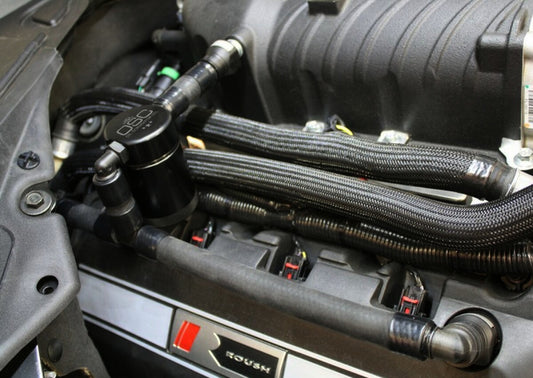 J&L 3020P-B 11-17 Ford Mustang GT (w/Roush/VMP S/C) Passenger Side Oil Separator 3.0 - Black Anodized