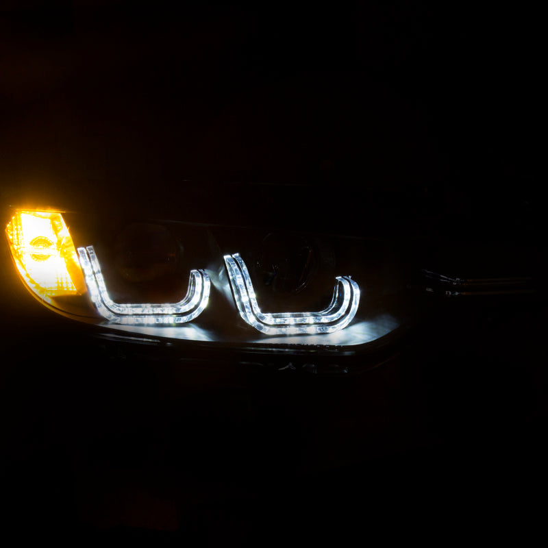 ANZO 121504 2012-2015 BMW 3 Series Projector Headlights w/ U-Bar Black