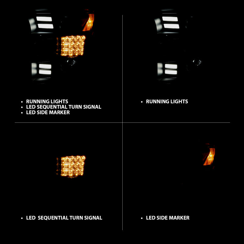 ANZO 111408 15-17 Ford F-150 Project Headlights w/ Plank Style Design Black w/ Amber Sequential Turn Signal