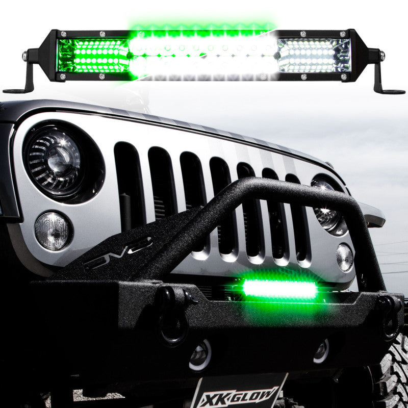XKGLOW XK063030 XK Glow 2-in-1 LED Light Bar w/ White and Hunting Green Flood and Spot Work Light 30In