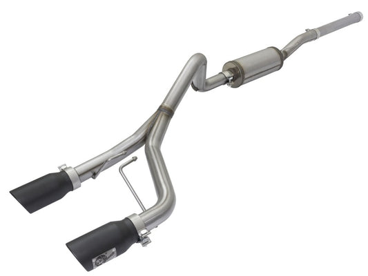 aFe 49-48056-B Rebel Series CB 2.5in Dual Center Exit SS Exhaust w/ Black Tips 07-15 Jeep Wrangler 3.6L/3.8L V6