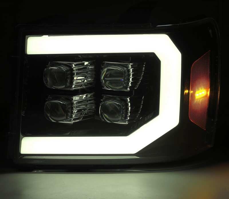 AlphaRex 880609 07-13 GMC 1500HD NOVA LED Proj Headlight Plank Style Gloss Blk w/Activ Light/Seq Signal/DRL