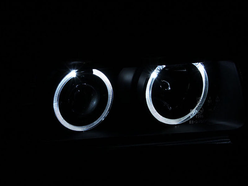 ANZO 121011 1992-1998 BMW 3 Series E36 Projector Headlights w/ Halo Black (CCFL) G2