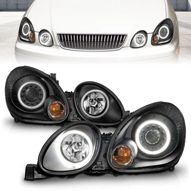 ANZO 121144 1998-2005 Lexus Gs300 Projector Headlights w/ Halo Black