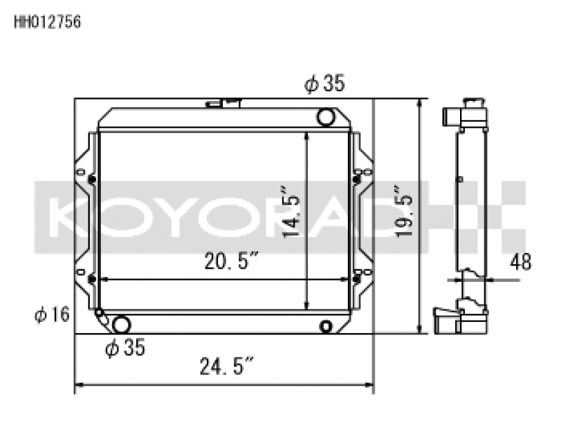 Koyo HH012756 76-77 Toyota Celica 2.2L I4 (MT) Radiator