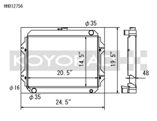 Koyo HH012756 76-77 Toyota Celica 2.2L I4 (MT) Radiator