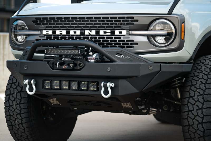 DV8 Offroad FBBR-02 2021+ Ford Bronco Modular Front Bumper Winch Capable w/ Auxiliary Light Mounts