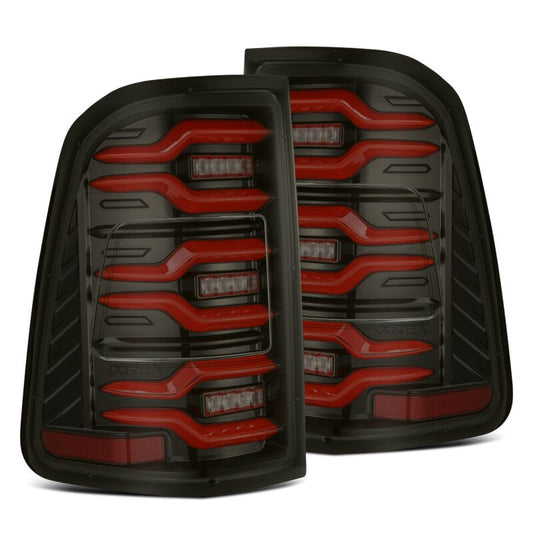 AlphaRex 640050 19-21 Dodge RAM 1500 Luxx-Series LED Tail Lights Black/Red w/Activ Light/Seq Signal