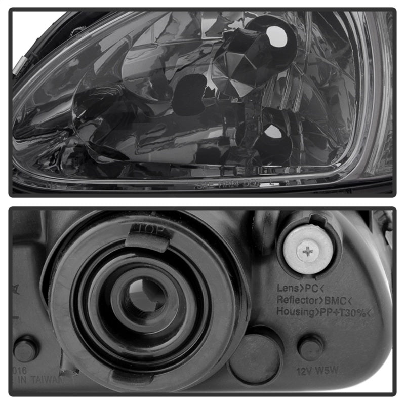 SPYDER 5013439 xTune Honda Del Sol 93-97 1Pc Crystal Headlights Smoke HD-ON-HDEL93-1P-SM