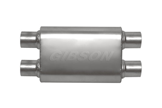 Gibson BM0111 MWA Superflow Dual/Dual Oval Muffler - 4x9x14in/2.5in Inlet/2.5in Outlet - Stainless