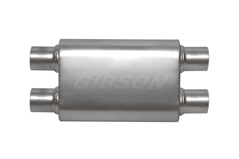 Gibson BM0111 MWA Superflow Dual/Dual Oval Muffler - 4x9x14in/2.5in Inlet/2.5in Outlet - Stainless
