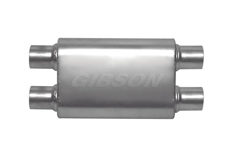 Gibson BM0111 MWA Superflow Dual/Dual Oval Muffler - 4x9x14in/2.5in Inlet/2.5in Outlet - Stainless