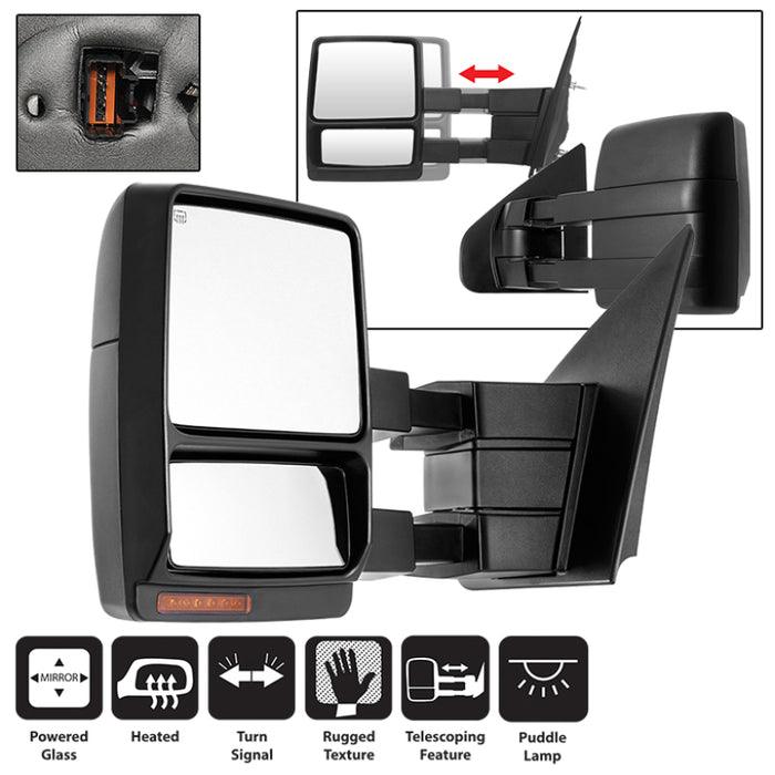SPYDER 9935381 xTune Ford F150 07-14 Power Heated Amber LED Signal Telescoping Mirror Left MIR-FF15007S-PWH-AM-L