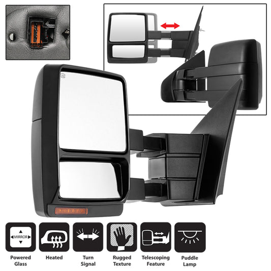 SPYDER 9935381 xTune Ford F150 07-14 Power Heated Amber LED Signal Telescoping Mirror Left MIR-FF15007S-PWH-AM-L