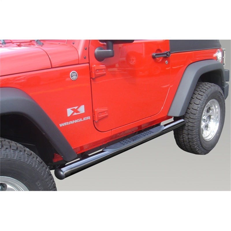 Rugged Ridge 11590.05 3-In Round Side Steps Black 07-18 2-Door Jeep Wrangler