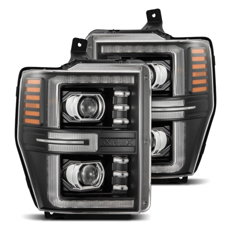 AlphaRex 880312 08-10 Ford F250-550 LUXX-Series LED Projector Headlights Black w/Activ Light/Seq Signal
