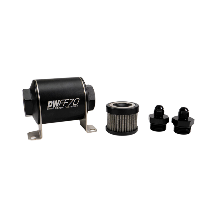 DeatschWerks 8-03-070-010K-6 Stainless Steel 6AN 10 Micron Universal Inline Fuel Filter Housing Kit (70mm)