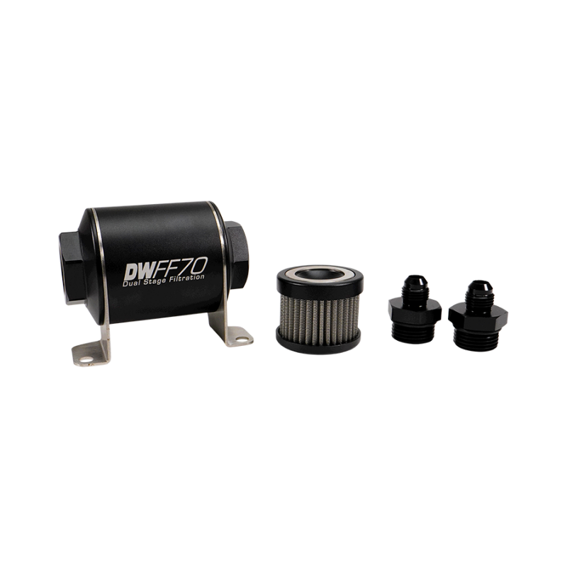 DeatschWerks 8-03-070-100K-6 Stainless Steel 6AN 100 Micron Universal Inline Fuel Filter Housing Kit (70mm)