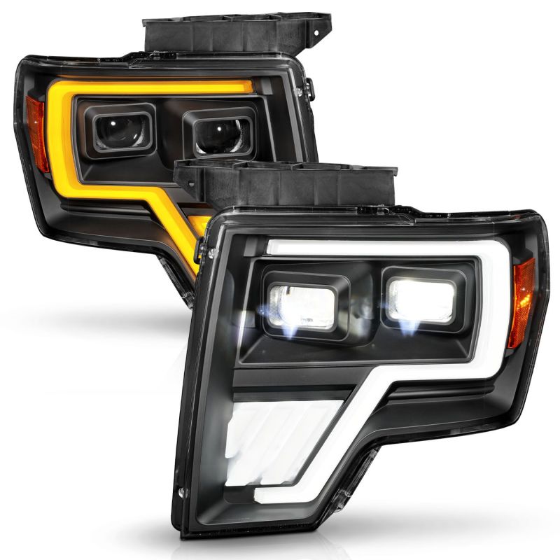 ANZO 111606 09-14 Ford F-150 Full LED Proj Headlights w/Initiation Feature - Black