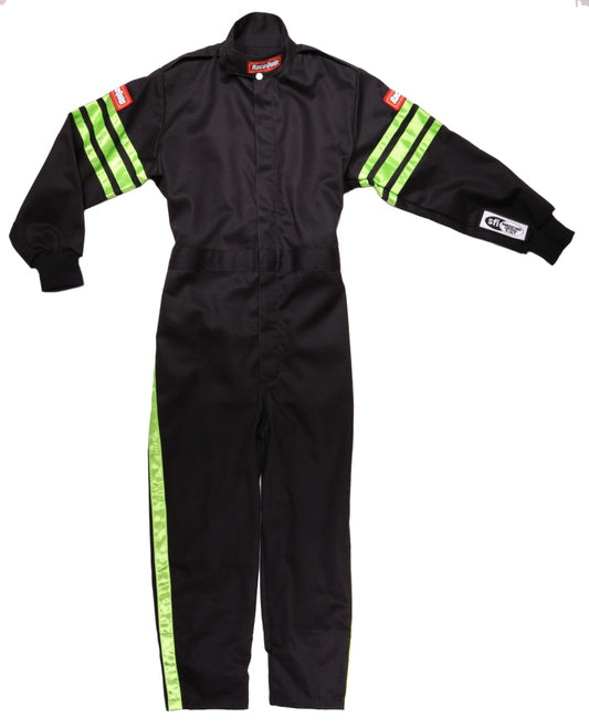 Racequip RQP1950791 Black Suit Single Layer Kids X-Small Green Trim