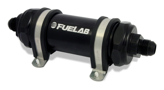 Fuelab 82811-1 828 In-Line Fuel Filter Long -6AN In/Out 40 Micron Stainless - Black