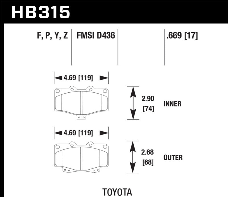 Hawk Performance HB315F.669 Hawk HPS Street Brake Pads