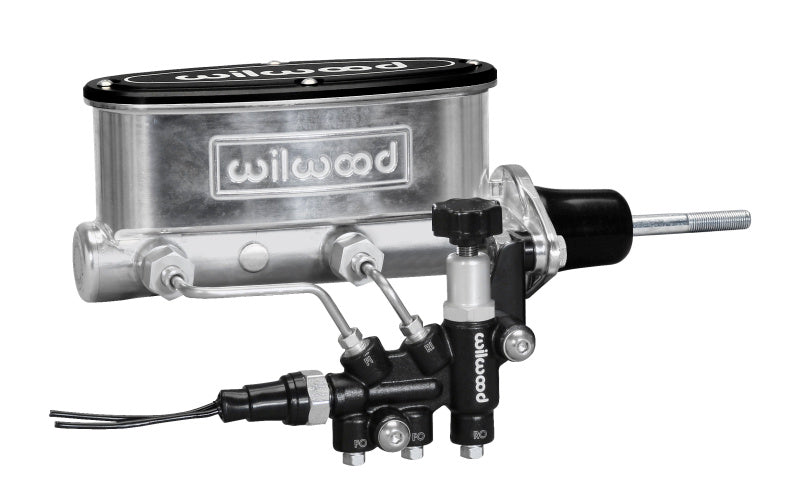 Wilwood 261-13271-P HV Tandem M/C Kit w L/H Bracket & Prop Valve - 7/8in Bore Ball Burnished-W/Pushrod