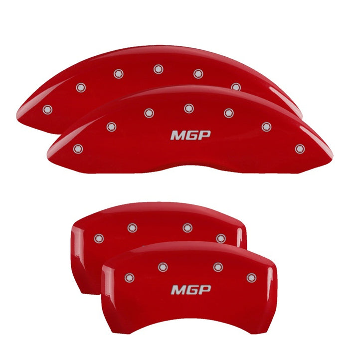 MGP 17205SMGPRD 4 Caliper Covers Engraved Front & Rear Red finish silver ch