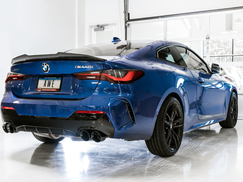 AWE Tuning 3015-43156 2019+ BMW M340i (G20) Non-Resonated Touring Edition Exhaust - Quad Diamond Black Tips
