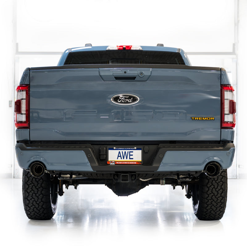 AWE Tuning 3020-33402 2021+ Ford F-150 Tremor (w/ Bumper Cutouts) 0FG Non-Resonated Catback -Diamond Black Tips