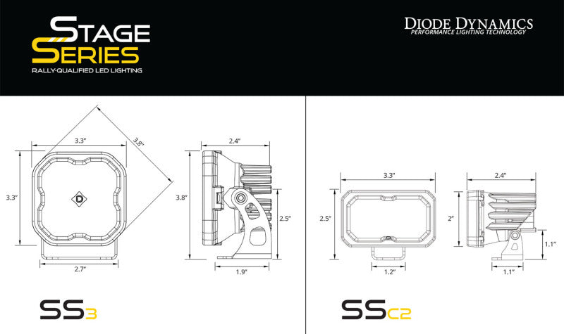 Diode Dynamics DD7936 2024+ Toyota Tacoma Stage Series 2in LED Ditch Light Kit - Pro White Combo