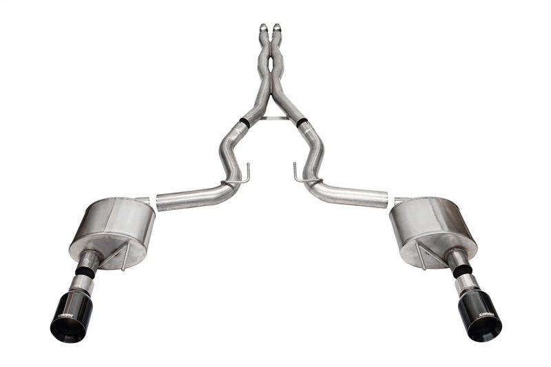 CORSA Performance 21251BLK Corsa 24+ Ford MustangGT Xtreme Cat-Back Ex.Sys 3.0in Dual Rear Exit w/4.5in Blk PVD StraightCut Tip
