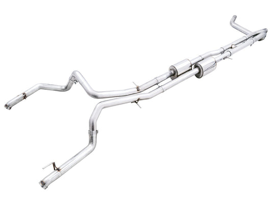 AWE Tuning 3015-31972 22-23 GMC Sierra 1500 AT4X 6.2L 0FG Catback Split Dual (Flat Bumper) - Bashguard(No Tips)