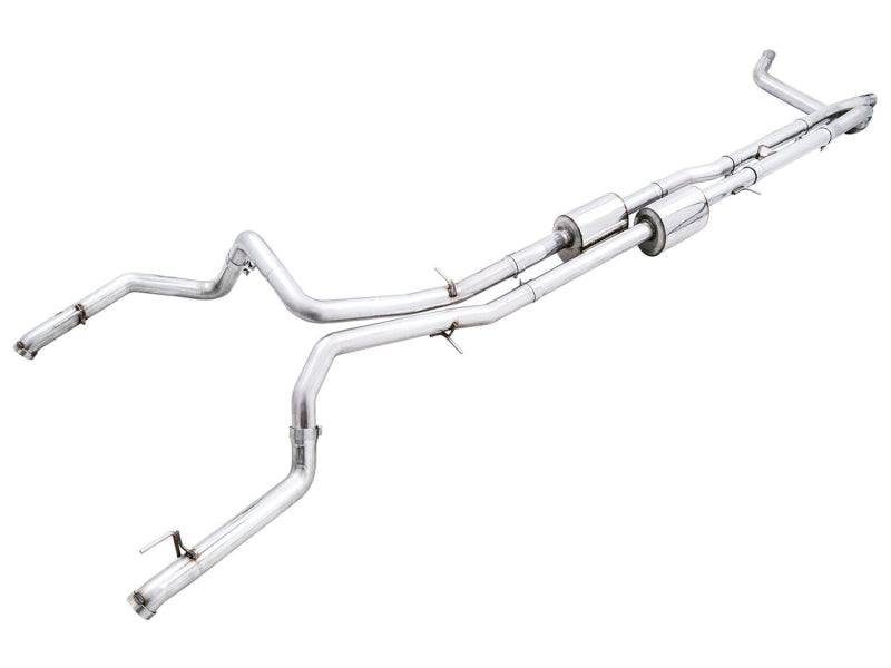 AWE Tuning 3015-31972 22-23 GMC Sierra 1500 AT4X 6.2L 0FG Catback Split Dual (Flat Bumper) - Bashguard(No Tips)