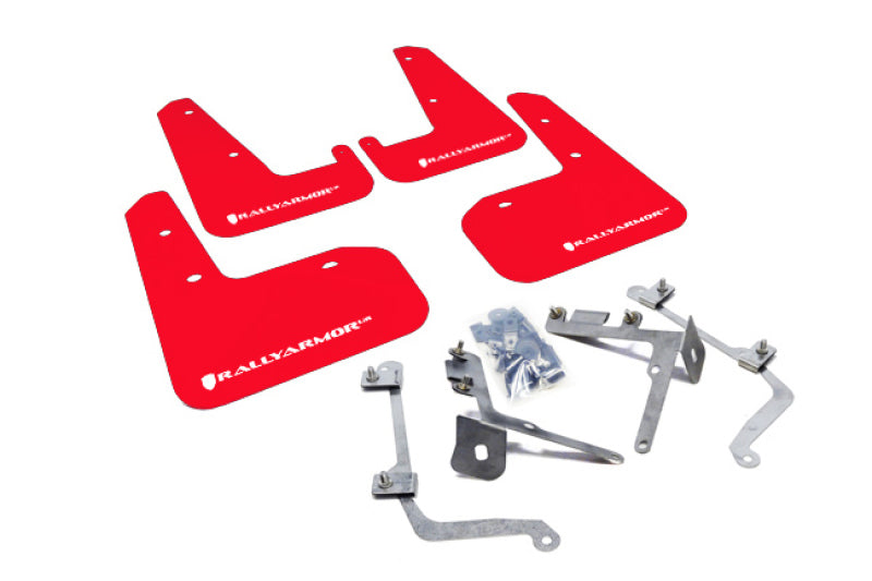 Rally Armor MF19-UR-RD/WH 11-14 Subaru WRX/STI (Sedan Only) Red UR Mud Flap w/White Logo